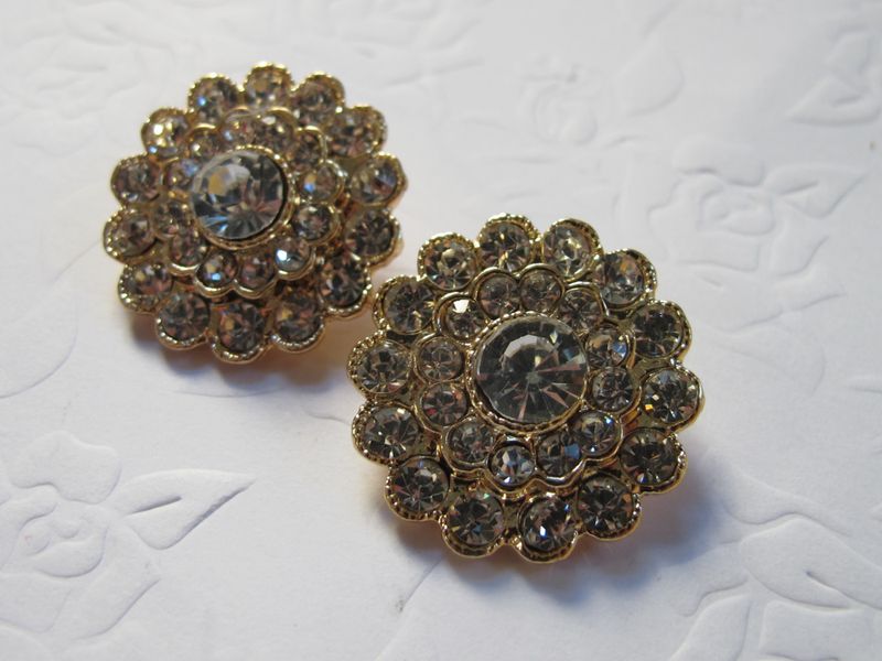 Elegante bling knapper - gull