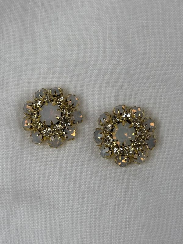 Hvite og gull bling knapper 