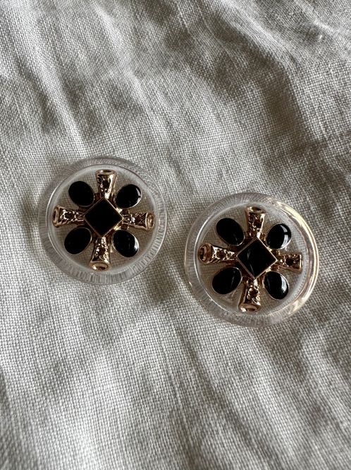 Hovedbilde Gjennomsiktig knapp med bling - sort