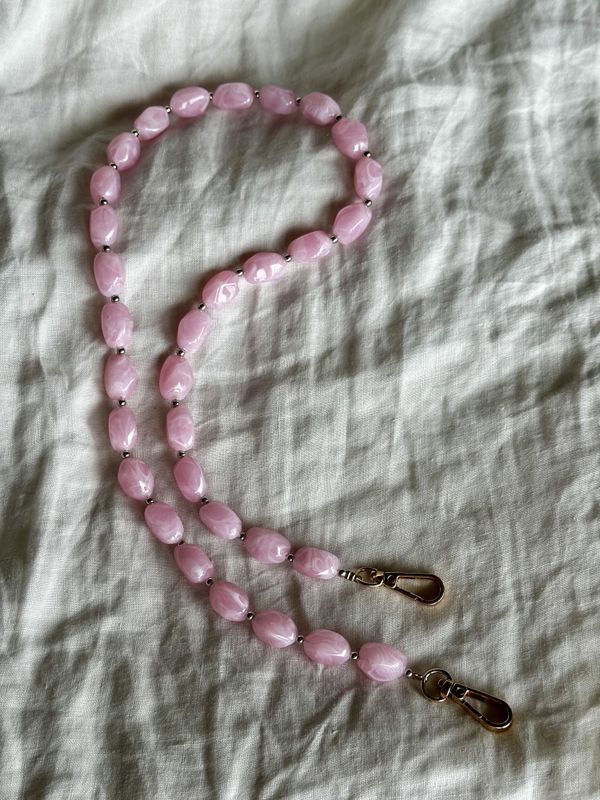 Tynn perler på en snor lenke - rosa