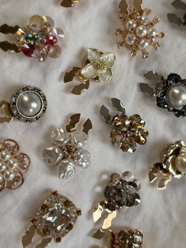 Button covers - sølv bling